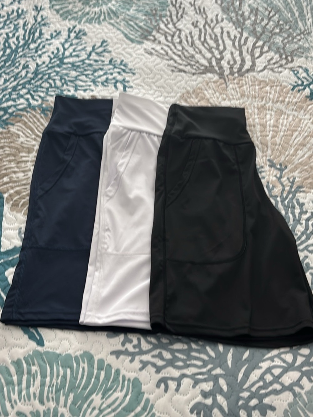 Women’s Athletic Shorts 3-Pack — Navy, White & Black NWOT